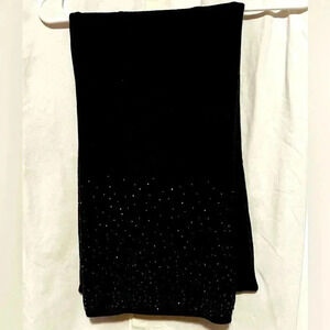 Chico's Charcoal Gray Scarf With Bedazzled Bling Embellished Jewels 70"x11"